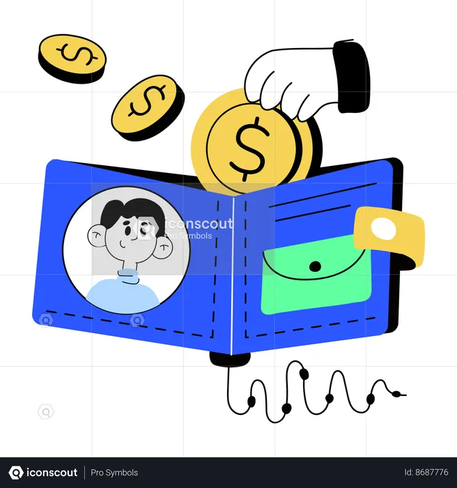 Digital electronic wallet banking tool  Illustration
