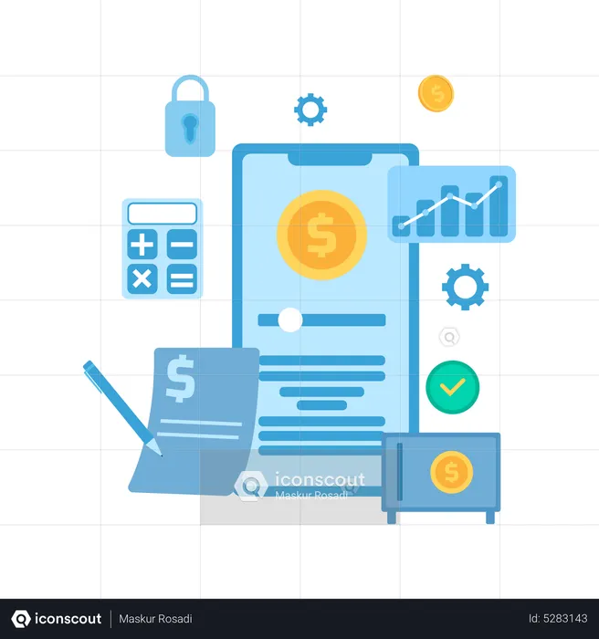 Digital finance app  Illustration