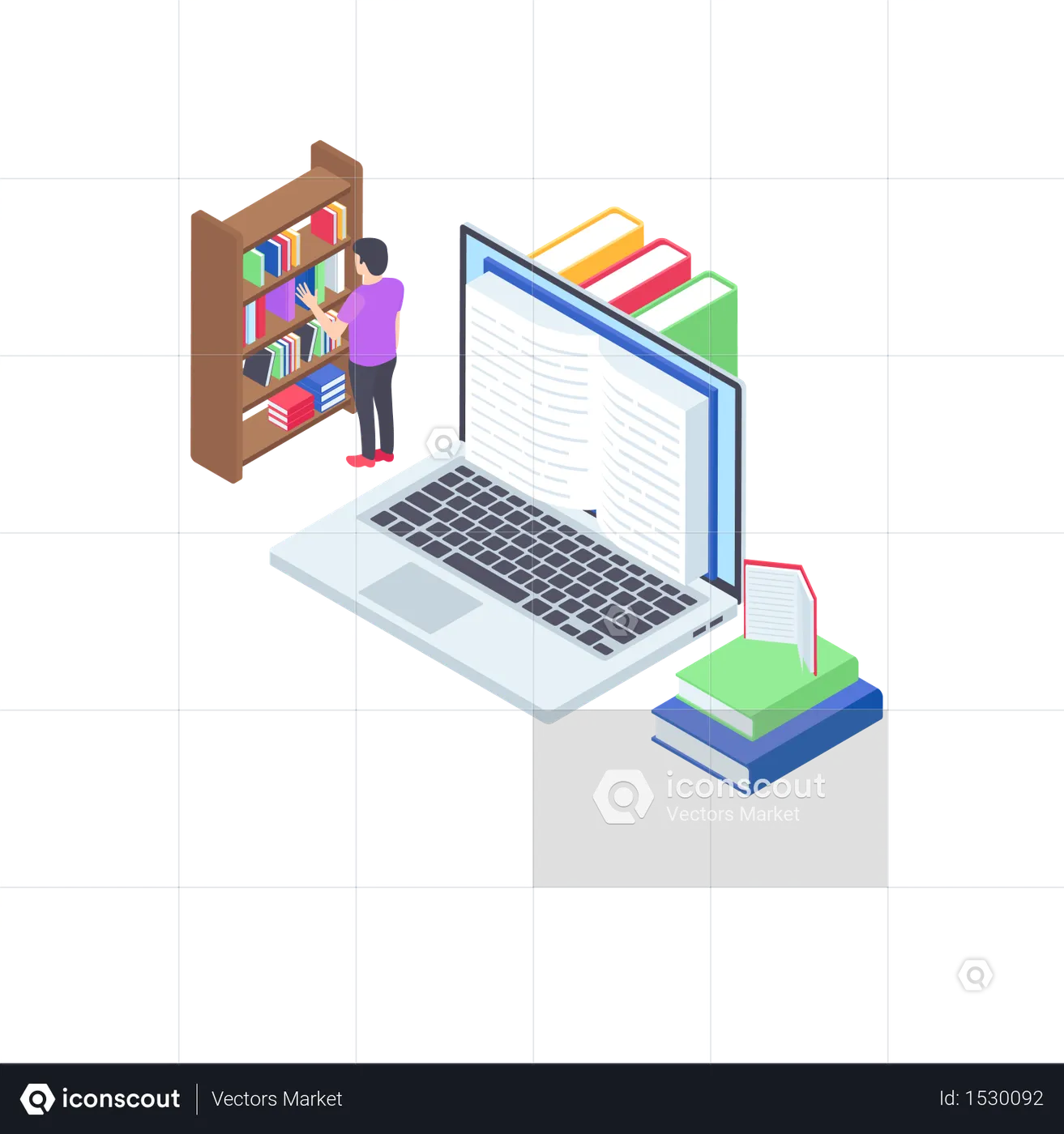 Digital Library Illustration - Free Download School & Education ...