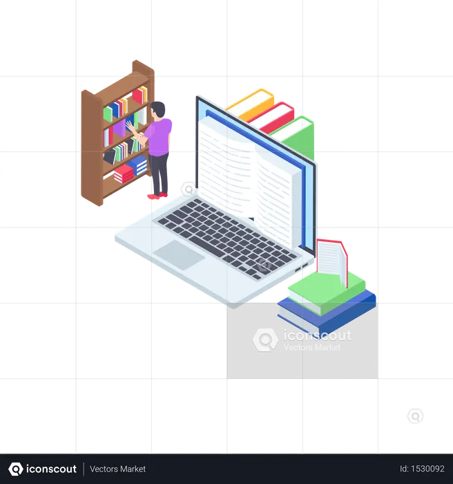 Digital Library Illustration - Free Download School & Education ...