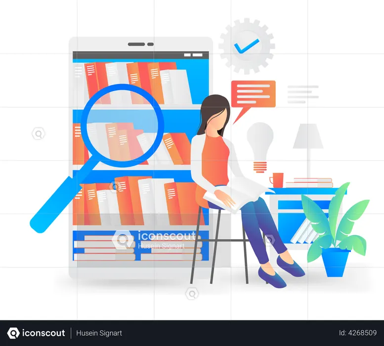 Best Digital Library Illustration download in PNG & Vector format