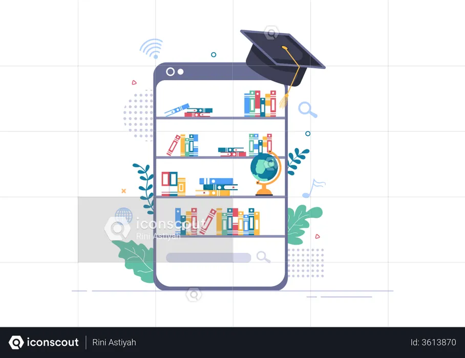 Digital Library App  Illustration