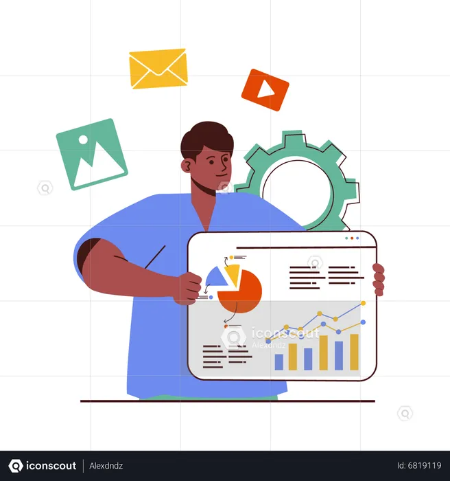 Digital Marketing Analysis graph  Illustration