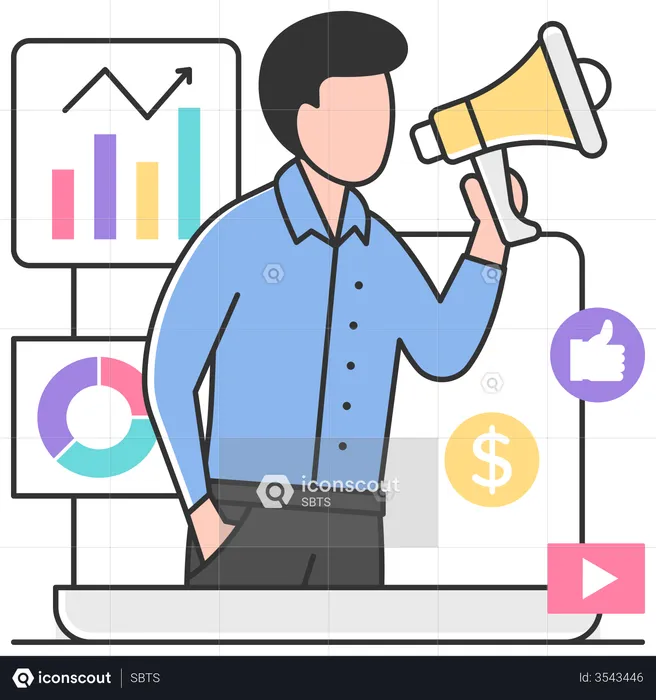 Digital marketing by employer  Illustration