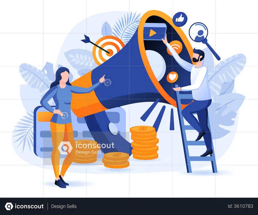 Digital Marketing Scene  Illustration