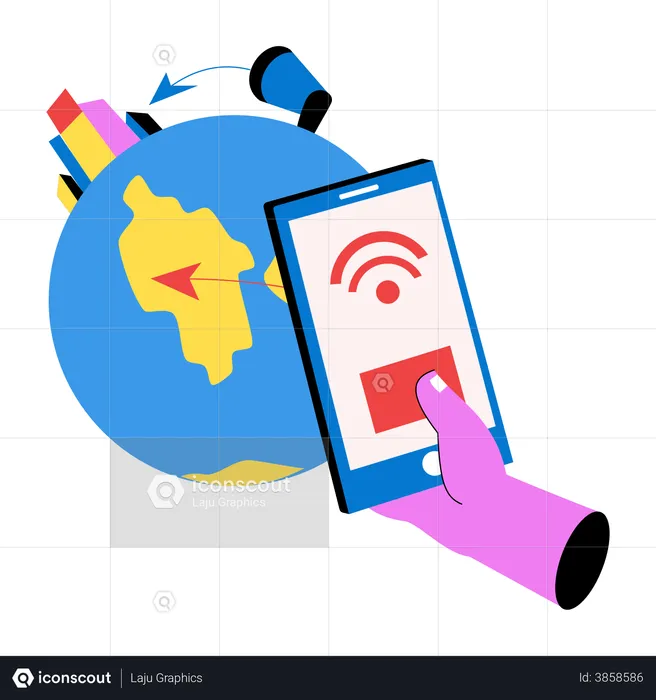 Digital marketing using phone  Illustration