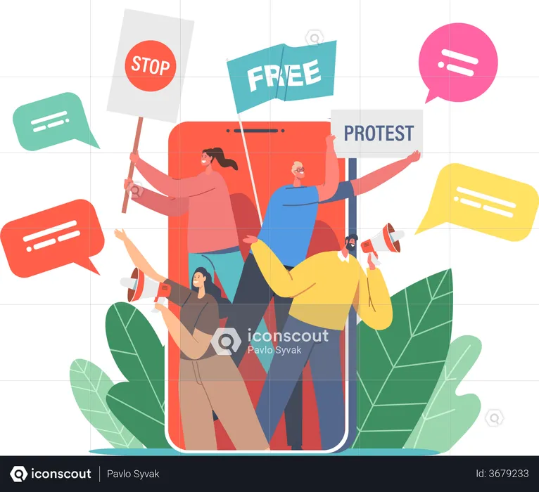 Digital Online Protest  Illustration