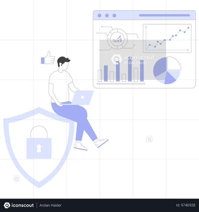 직원이 프로필에 설정한 디지털 보호  일러스트레이션