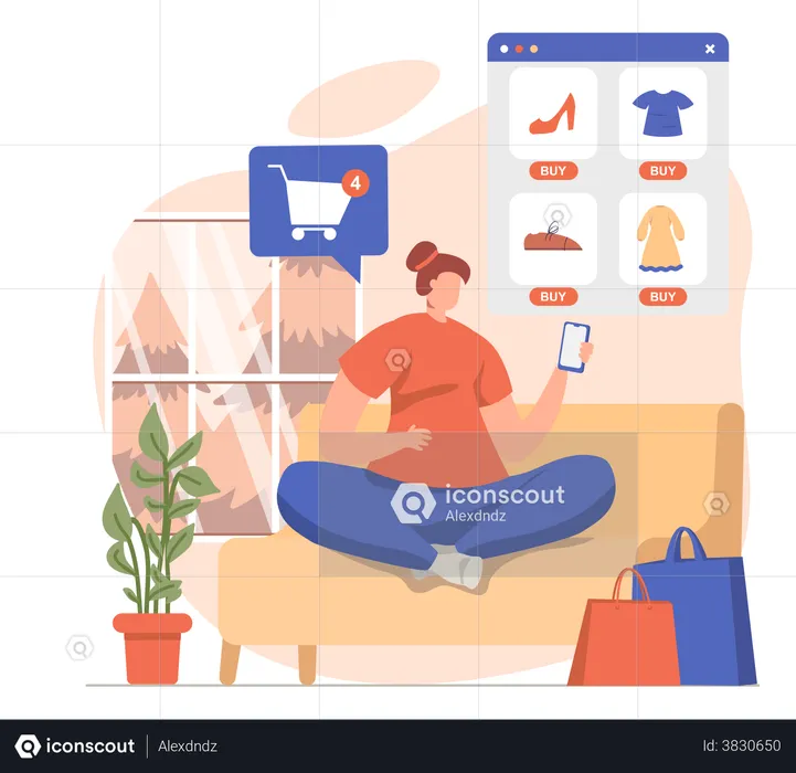 Digital Shopping  Illustration