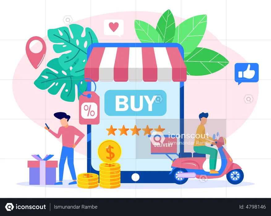 Digital Shopping App  Illustration