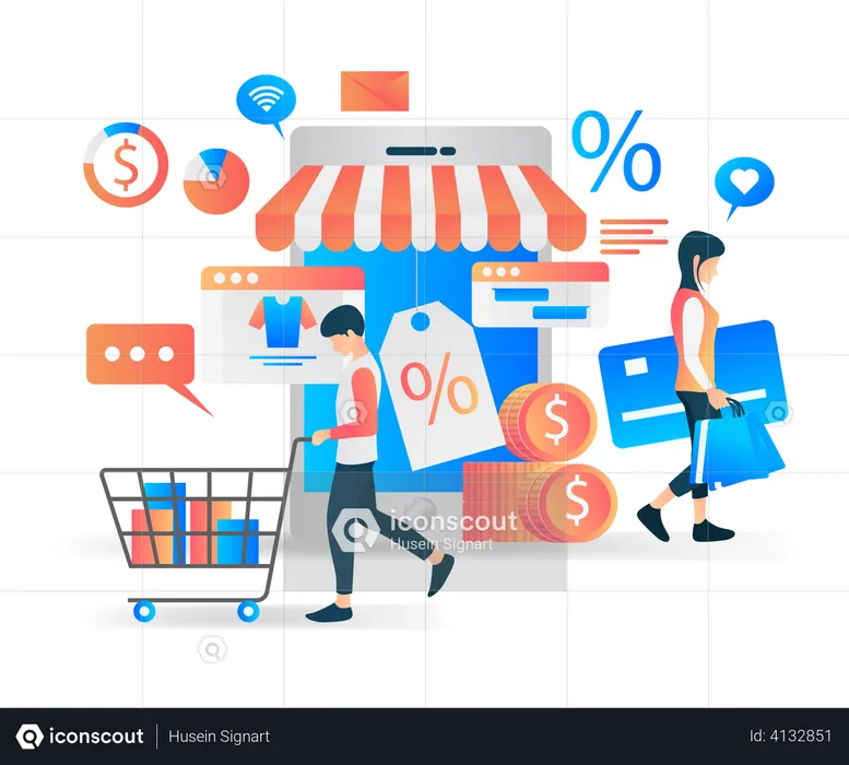 Digital shopping discount  Illustration