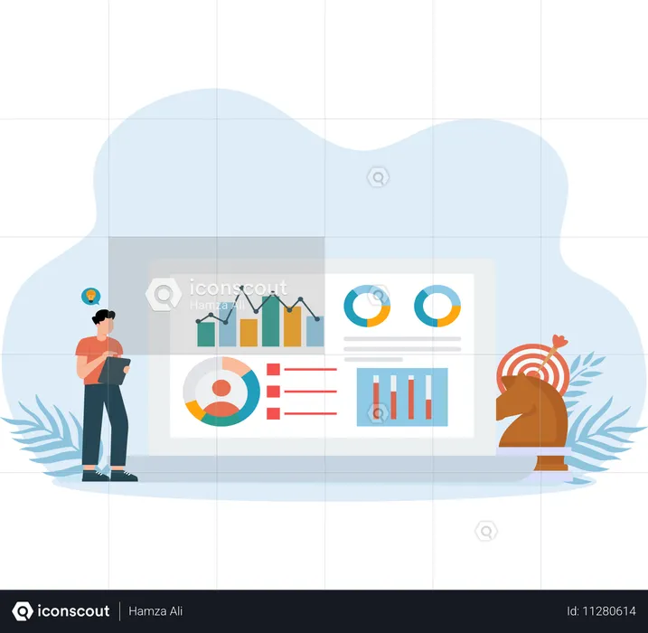 Digital Strategy applied in market sales  Illustration