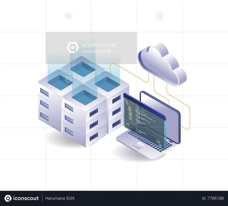 Digital technology server programming language data analysis  Illustration