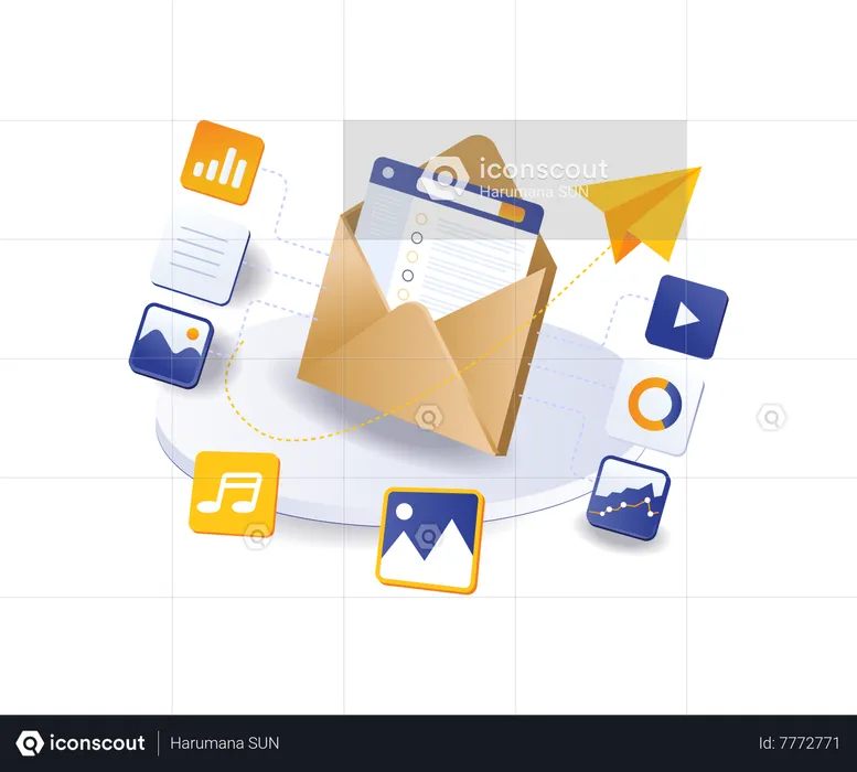 Digital transformation network of seo marketing email technology  Illustration