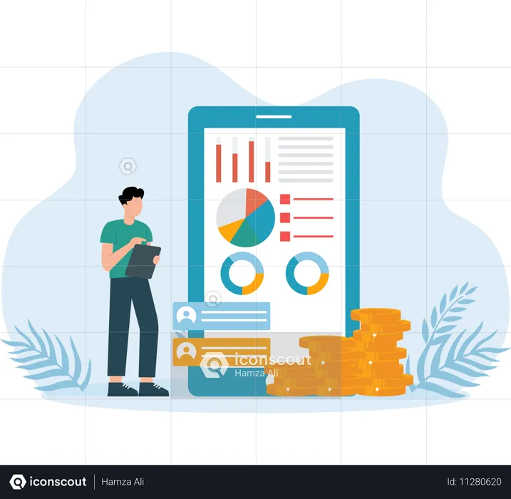 Digitaler Verkauf des analysierten Produkts  Illustration