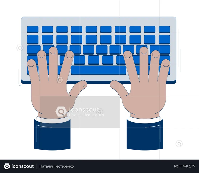 Digitando as mãos no teclado  Ilustração