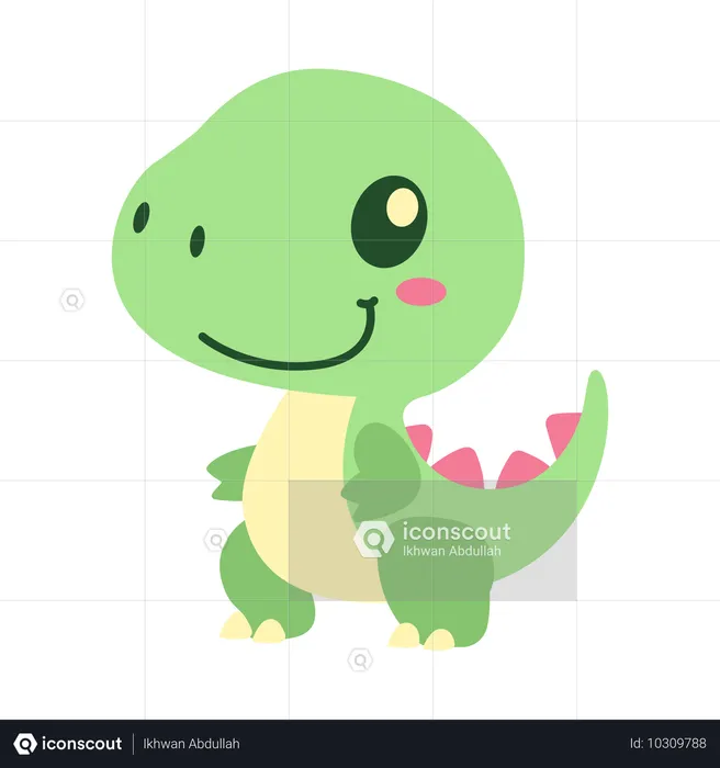 Dino Dinossauro Animal Mascote Personagem com Expressão Sorridente  Ilustração