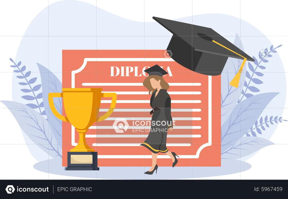 Diploma Student With Certificate  Illustration