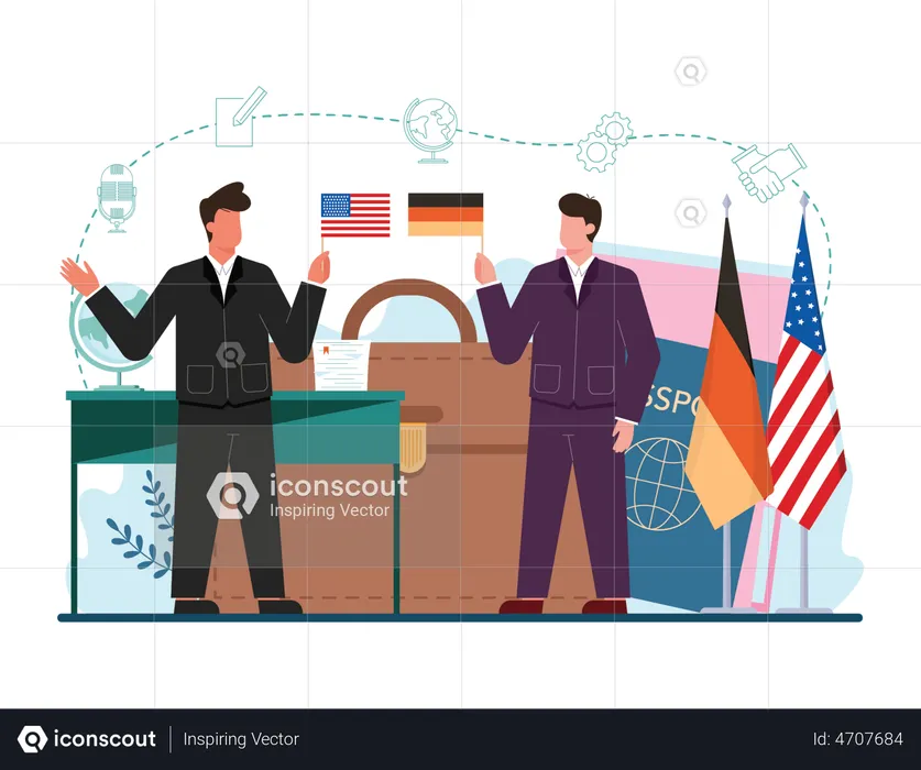 Diplomates holding their country flag  Illustration