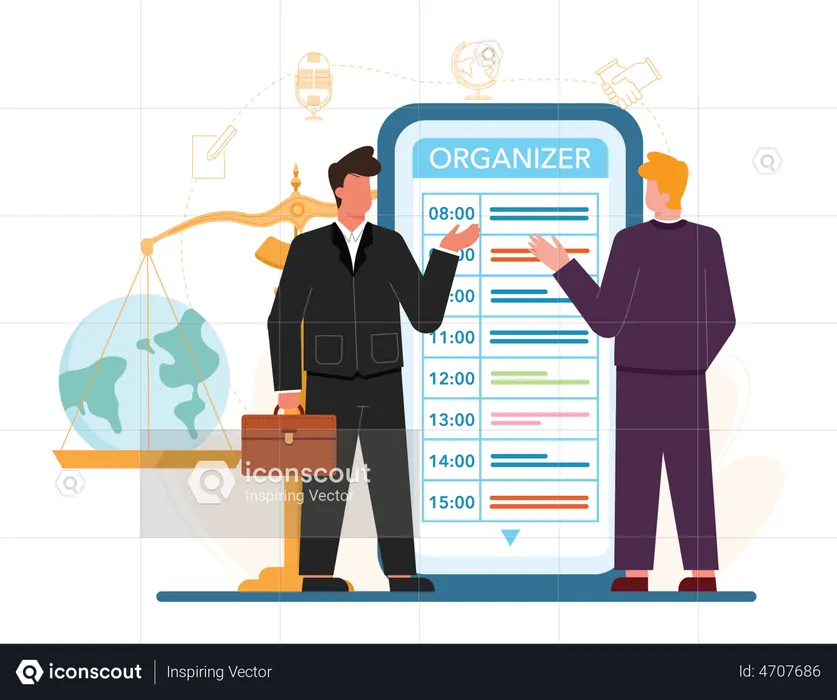 Diplomates with their schedule  Illustration