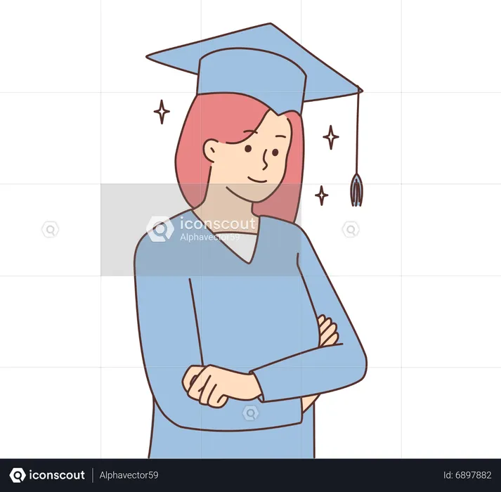 Fille diplômée debout en toute confiance  Illustration