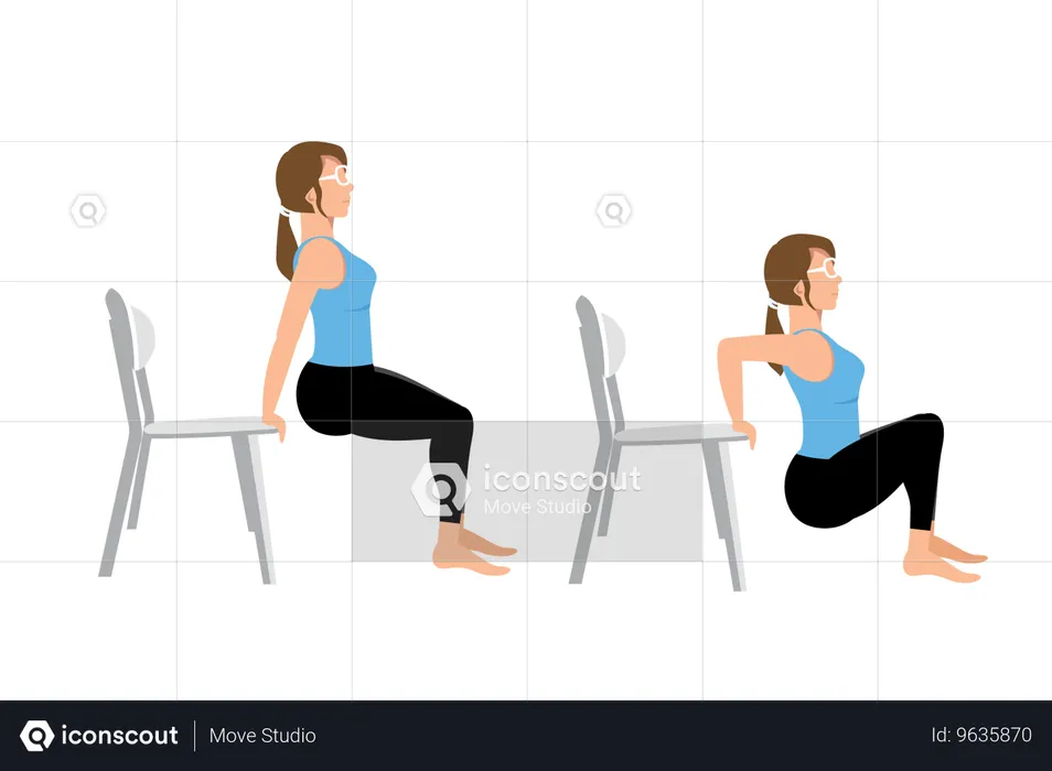 Trempettes des triceps assis  Illustration