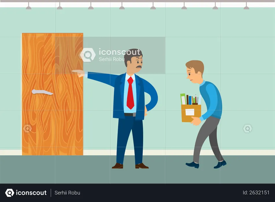 Director in bad mood firing person  Illustration