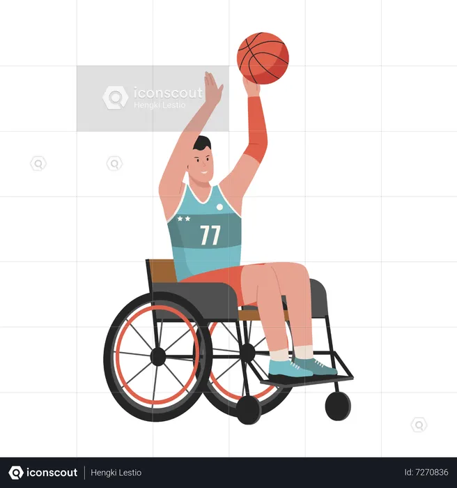 Disable Athlete man playing basketball  Illustration