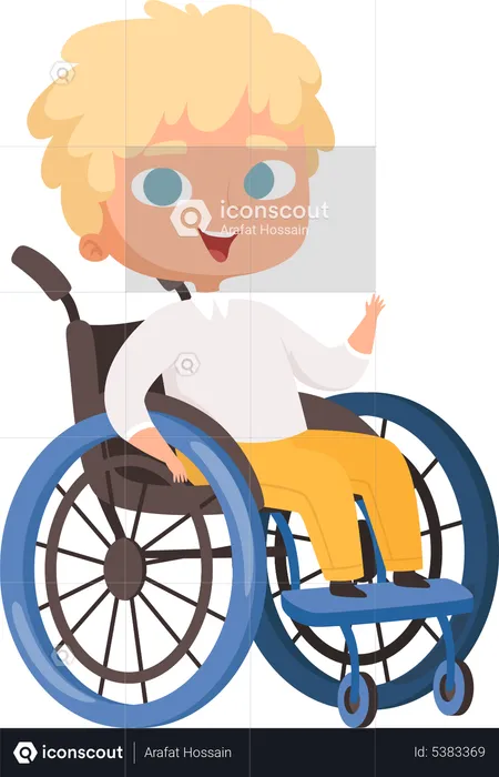Disable boy sitting on wheelchair  Illustration