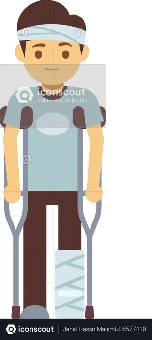 Disable Child With Crutches  Illustration