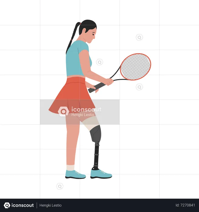 Disable female playing tennis  Illustration