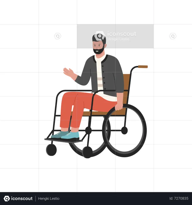 Disable man sitting on wheelchair  Illustration