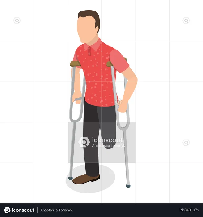 Disable man with crutches  Illustration