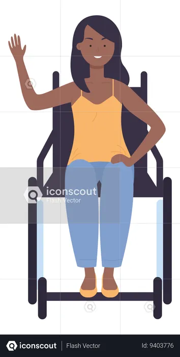 Disable woman sitting on wheelchair  Illustration