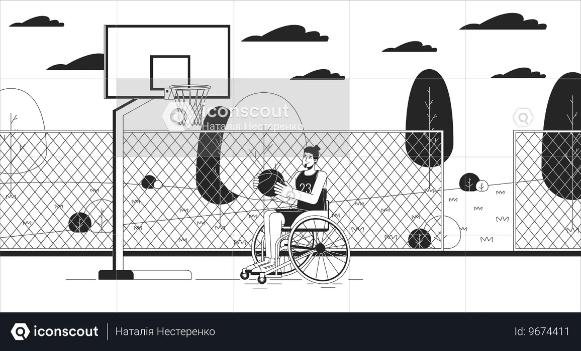 Disabled basketball player man  Illustration