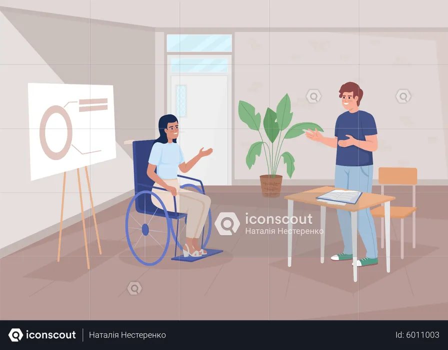 Disabled employee in office  Illustration