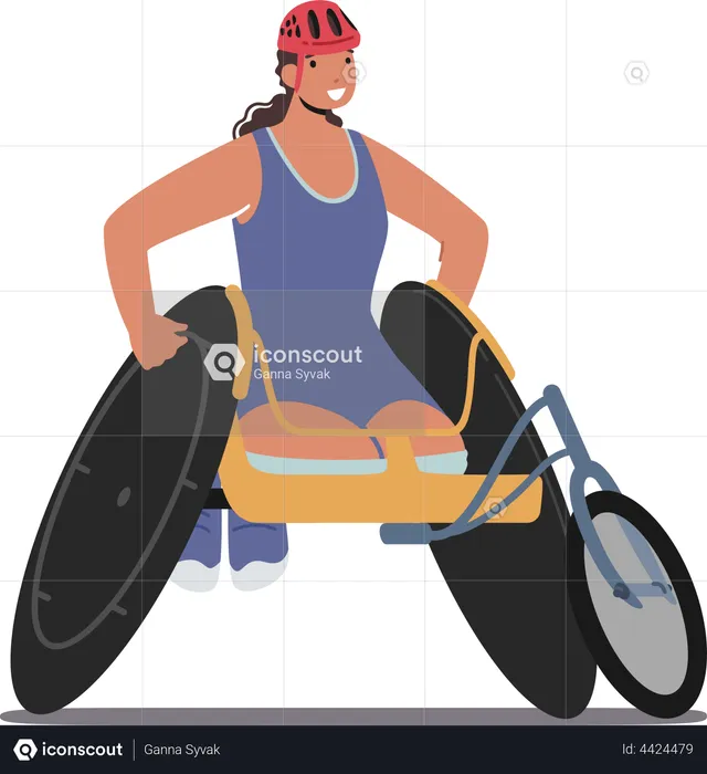 Disabled female Athlete on wheelchair  Illustration