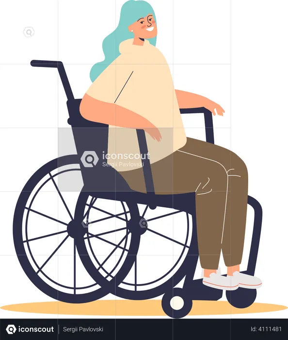 Disabled girl on wheelchair  Illustration