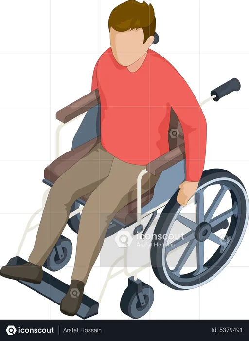 Disabled male sitting on wheelchair  Illustration