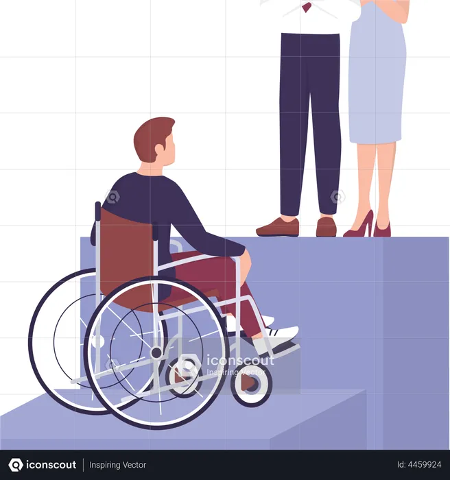 Disabled man facing discrimination  Illustration