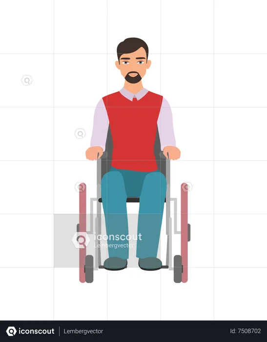 Disabled man sitting on wheelchair  Illustration