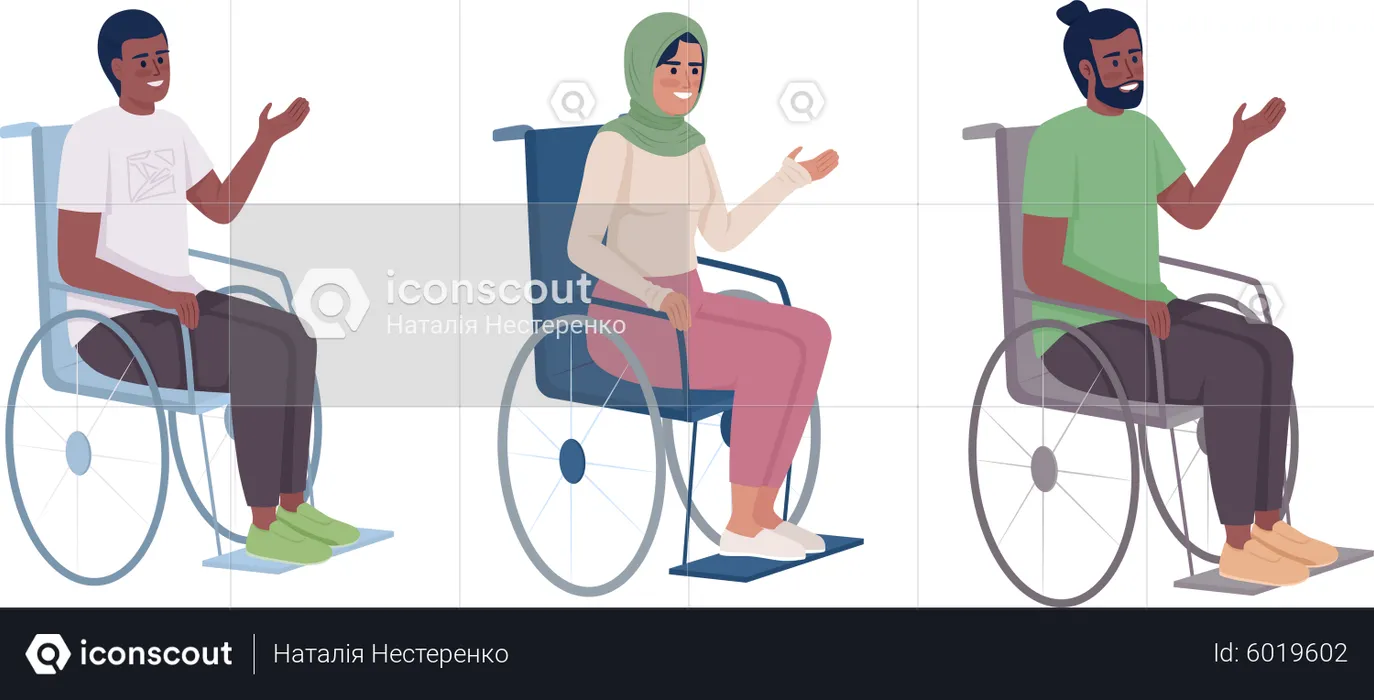 Disabled patients in wheelchairs  Illustration