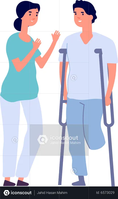 Disabled people and assistants  Illustration