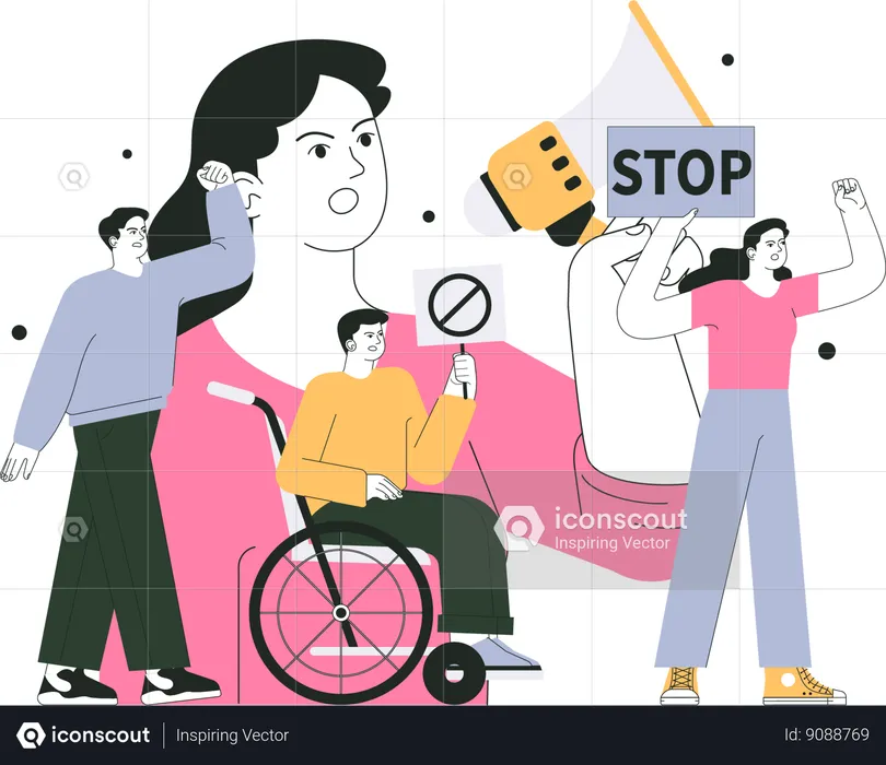 Disabled People protest  Illustration