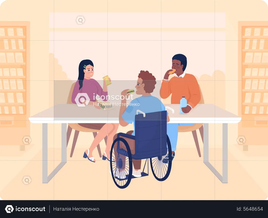 Disabled person Chatting with friends  Illustration