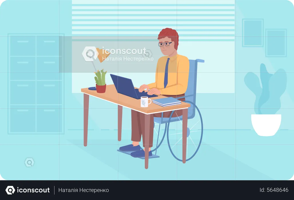 Disabled person in office  Illustration