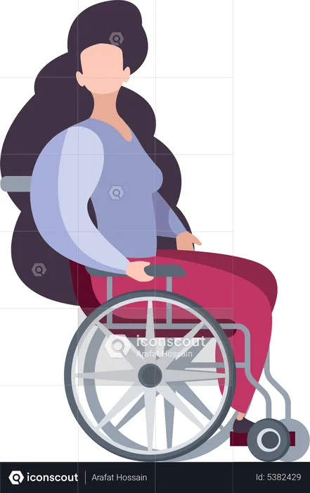 Disabled woman on wheelchair  Illustration