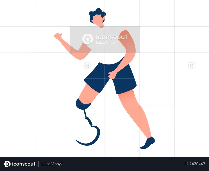 Disabled woman walking  Illustration