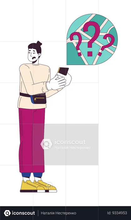 Disappointed caucasian man getting lost  Illustration