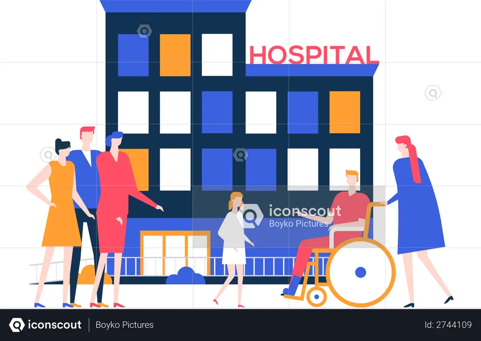 Discharge from the hospital  Illustration